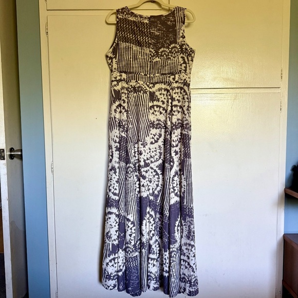 Coldwater Creek Maxi Dress Tie Dye Quilted Gray Cream Size 10 - Picture 9 of 14